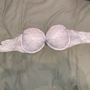Aerie Abigail 36D Lace Strapless Bra - cream/grey